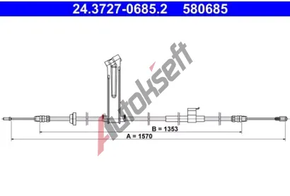 ATE Tažné lanko parkovací brzdy AT 580685, 24.3727-0685.2  ATE Tažné lanko parkovací brzdy AT 580685, 24.3727-0685.2