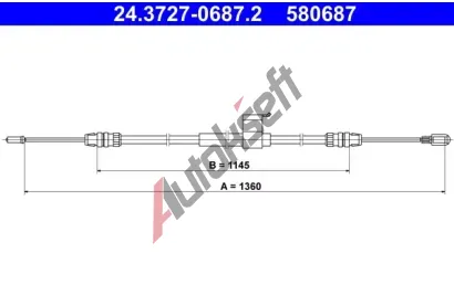ATE Tažné lanko parkovací brzdy AT 580687, 24.3727-0687.2  ATE Tažné lanko parkovací brzdy AT 580687, 24.3727-0687.2