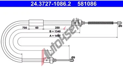 ATE Tažné lanko - parkovací brzda AT 581086, 24.3727-1086.2 ATE Tažné lanko - parkovací brzda AT 581086, 24.3727-1086.2