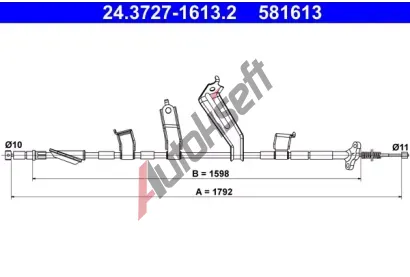 ATE Tažné lanko parkovací brzdy AT 581613, 24.3727-1613.2 ATE Tažné lanko parkovací brzdy AT 581613, 24.3727-1613.2