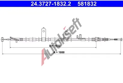 ATE Tažné lanko parkovací brzdy AT 581832, 24.3727-1832.2 ATE Tažné lanko parkovací brzdy AT 581832, 24.3727-1832.2