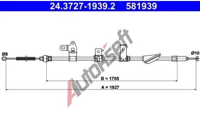 ATE Tažné lanko - parkovací brzda AT 581939, 24.3727-1939.2 ATE Tažné lanko - parkovací brzda AT 581939, 24.3727-1939.2