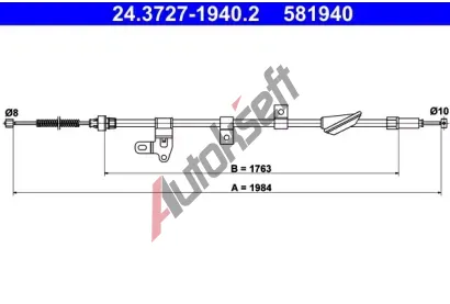 ATE Tažné lanko - parkovací brzda AT 581940, 24.3727-1940.2 ATE Tažné lanko - parkovací brzda AT 581940, 24.3727-1940.2