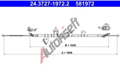 ATE Tažné lanko parkovací brzdy AT 581972, 24.3727-1972.2 ATE Tažné lanko parkovací brzdy AT 581972, 24.3727-1972.2