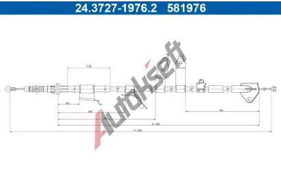ATE Tažné lanko parkovací brzdy AT 581976, 24.3727-1976.2 ATE Tažné lanko parkovací brzdy AT 581976, 24.3727-1976.2