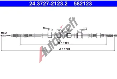 ATE Tažné lanko parkovací brzdy AT 582123, 24.3727-2123.2 ATE Tažné lanko parkovací brzdy AT 582123, 24.3727-2123.2
