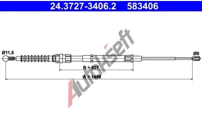 ATE Tažné lanko parkovací brzdy AT 583406, 24.3727-3406.2 ATE Tažné lanko parkovací brzdy AT 583406, 24.3727-3406.2