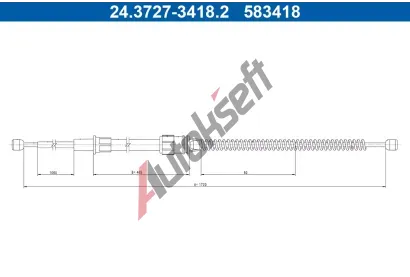 ATE Tažné lanko parkovací brzdy AT 583418, 24.3727-3418.2 ATE Tažné lanko parkovací brzdy AT 583418, 24.3727-3418.2