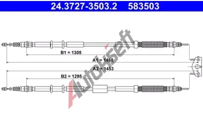 ATE Tažné lanko parkovací brzdy AT 583503, 24.3727-3503.2 ATE Tažné lanko parkovací brzdy AT 583503, 24.3727-3503.2