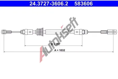 ATE Tažné lanko parkovací brzdy AT 583606, 24.3727-3606.2 ATE Tažné lanko parkovací brzdy AT 583606, 24.3727-3606.2