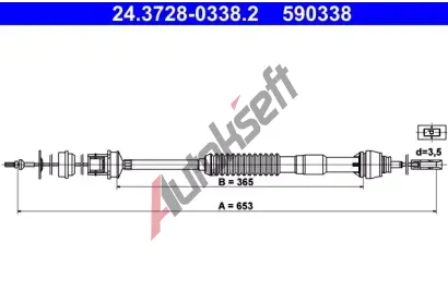 ATE Tažné lanko - ovládání spojky AT 590338, 24.3728-0338.2 ATE Tažné lanko - ovládání spojky AT 590338, 24.3728-0338.2