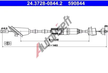 ATE Tažné lanko - ovládání spojky AT 590844, 24.3728-0844.2 ATE Tažné lanko - ovládání spojky AT 590844, 24.3728-0844.2