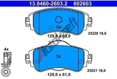 ATE Sada brzdovch destiek AT 602603, 13.0460-2603.2