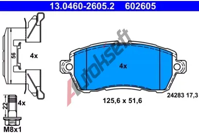 ATE Sada brzdovch destiek AT 602605, 13.0460-2605.2