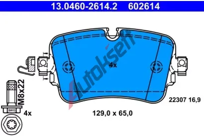 ATE Sada brzdovch destiek AT 602614, 13.0460-2614.2