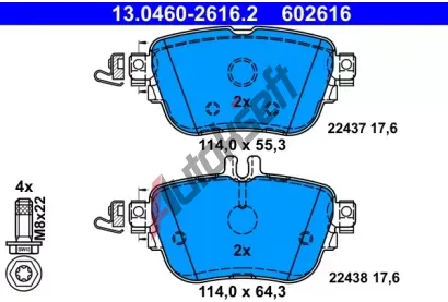 ATE Sada brzdových destiček AT 602616, 13.0460-2616.2  ATE Sada brzdových destiček AT 602616, 13.0460-2616.2