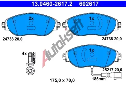 ATE Sada brzdovch destiek AT 602617, 13.0460-2617.2
