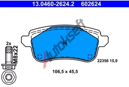 ATE Sada brzdovch destiek AT 602624, 13.0460-2624.2