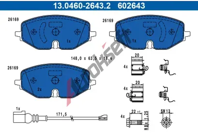 ATE Sada brzdovch destiek AT 602643, 13.0460-2643.2