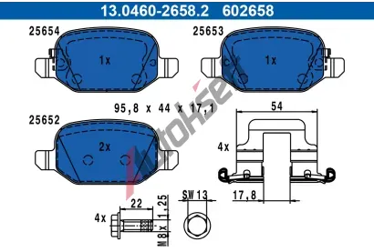 ATE Sada brzdových destiček AT 602658, 13.0460-2658.2 ATE Sada brzdových destiček AT 602658, 13.0460-2658.2