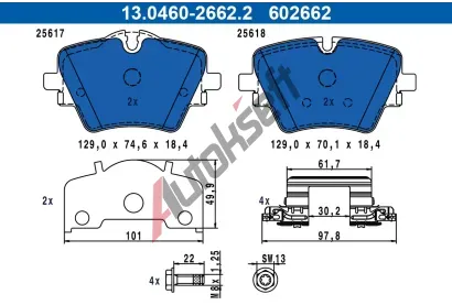 ATE Sada brzdovch destiek AT 602662, 13.0460-2662.2