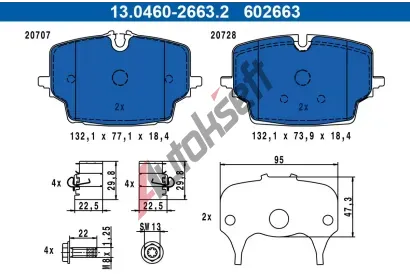 ATE Sada brzdovch destiek AT 602663, 13.0460-2663.2
