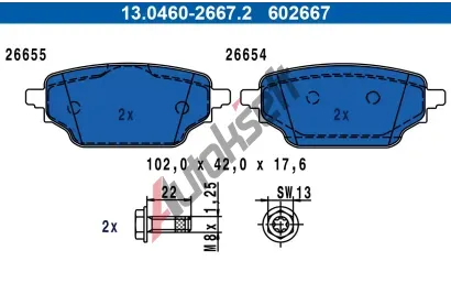 ATE Sada brzdovch destiek AT 602667, 13.0460-2667.2