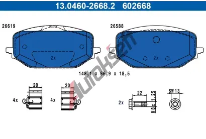 ATE Sada brzdovch destiek AT 602668, 13.0460-2668.2