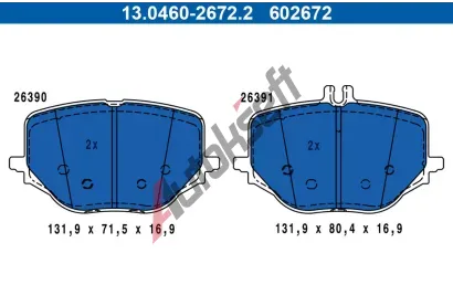 ATE Sada brzdových destiček AT 602672, 13.0460-2672.2 ATE Sada brzdových destiček AT 602672, 13.0460-2672.2