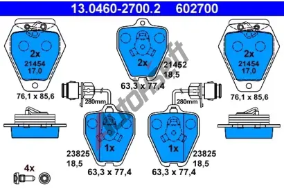 ATE Sada brzdovch destiek AT 23825, AT 602700