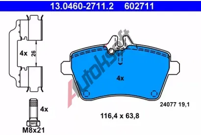 ATE Sada brzdovch destiek AT 24077, AT 602711