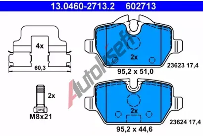 ATE Sada brzdovch destiek AT 602713, AT 23624