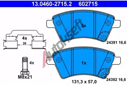 ATE Sada brzdovch destiek AT 24392, AT 602715
