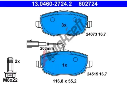 ATE Sada brzdovch destiek AT 24515, AT 602724