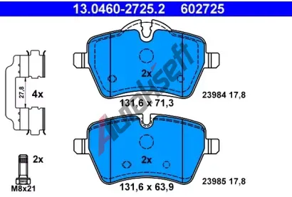 ATE Sada brzdovch destiek AT 23985, AT 602725