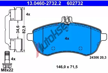 ATE Sada brzdovch destiek AT 602732, AT 24306
