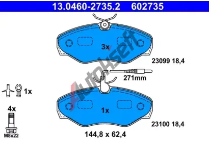 ATE Sada brzdovch destiek AT 602735, AT 23100