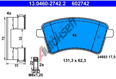 ATE Sada brzdovch destiek AT 24693, AT 602742