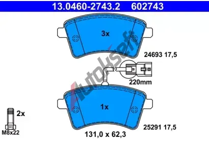 ATE Sada brzdovch destiek AT 602743, 13.0460-2743.2