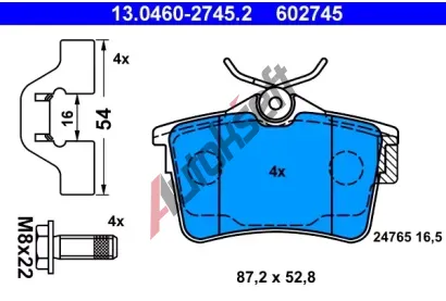 ATE Sada brzdovch destiek AT 24765, AT 602745