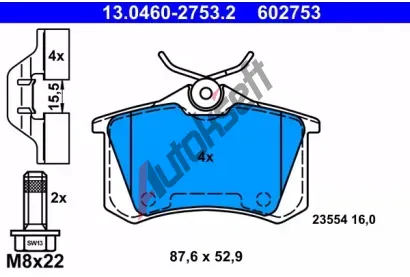 ATE Sada brzdovch destiek AT 602753, AT 23554