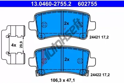 ATE Sada brzdovch destiek AT 24422, AT 602755