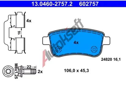 ATE Sada brzdovch destiek AT 602757, 13.0460-2757.2