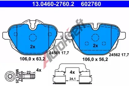 ATE Sada brzdovch destiek AT 24562, AT 602760