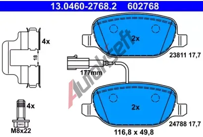 ATE Sada brzdovch destiek AT 602768, 13.0460-2768.2