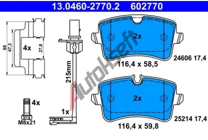 ATE Sada brzdovch destiek AT 602770, 13.0460-2770.2