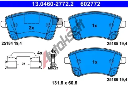 ATE Sada brzdovch destiek AT 602772, 13.0460-2772.2