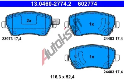 ATE Sada brzdovch destiek AT 602774, AT 24403