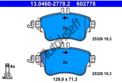 ATE Sada brzdovch destiek AT 602778, 13.0460-2778.2