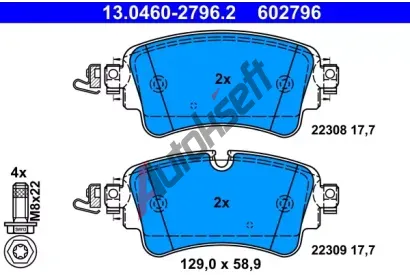 ATE Sada brzdovch destiek AT 602796, 13.0460-2796.2
